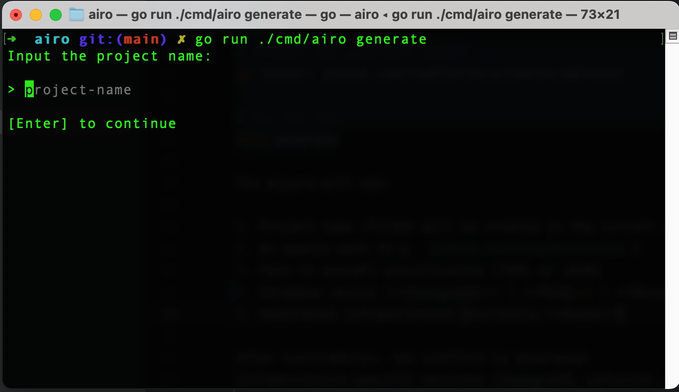 Enter project name